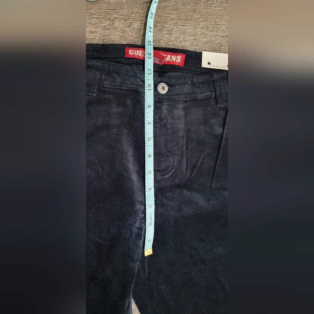 Y2K Vintg Guess‎ Flared Corduroy Pants Womens 34 Black Stretchy Low-Mid Rise NWT - Picture 6 of 12